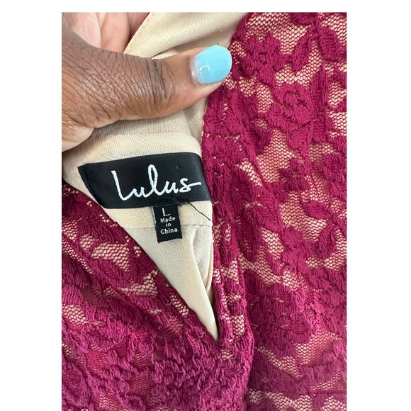 Lulus Make Way for‎ Wonderful Berry Red Lace Formal Sleeveless Maxi Dress Large - Picture 7 of 14